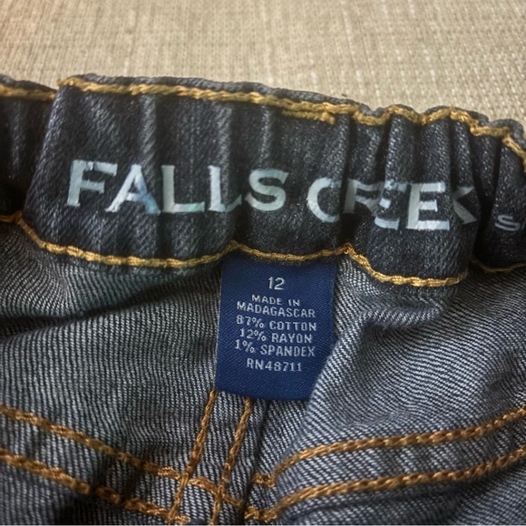 Falls Creek Dark Blue Straight Jeans Boys Size 12 W/Inner Elastic Waist - Picture 2 of 5